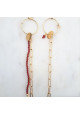 Boucles d'oreilles créoles dépareillées chaine rectangle  Cornaline par Rosekafe