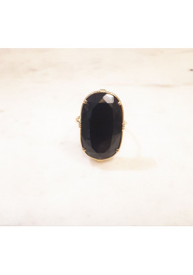Bague ovale - Onyx noir - grand modèle 